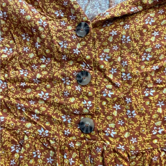 Floral Brown Women's babydoll dress - Picture 3 of 5